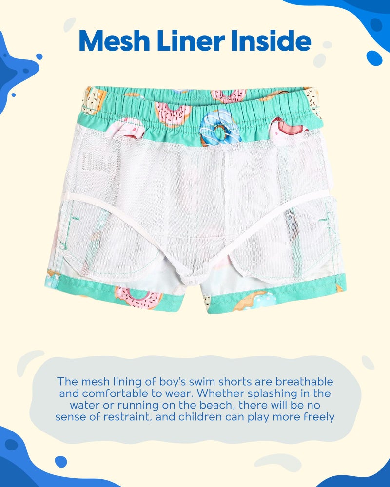 maamgic Boys Swim Trunks Toddler Swim Shorts Little Boys Bathing Suit Swimsuit Toddler Boy Swimwear,Doughnut-Green,8 T - Image 3
